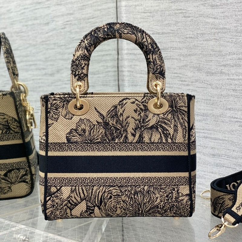 Medium Lady D-lite Bag In Toile de Jouy Voyage Motif Canvas Beige - Image 2