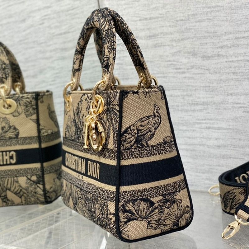 Medium Lady D-lite Bag In Toile de Jouy Voyage Motif Canvas Beige - Image 3