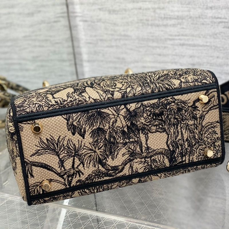 Medium Lady D-lite Bag In Toile de Jouy Voyage Motif Canvas Beige - Image 4