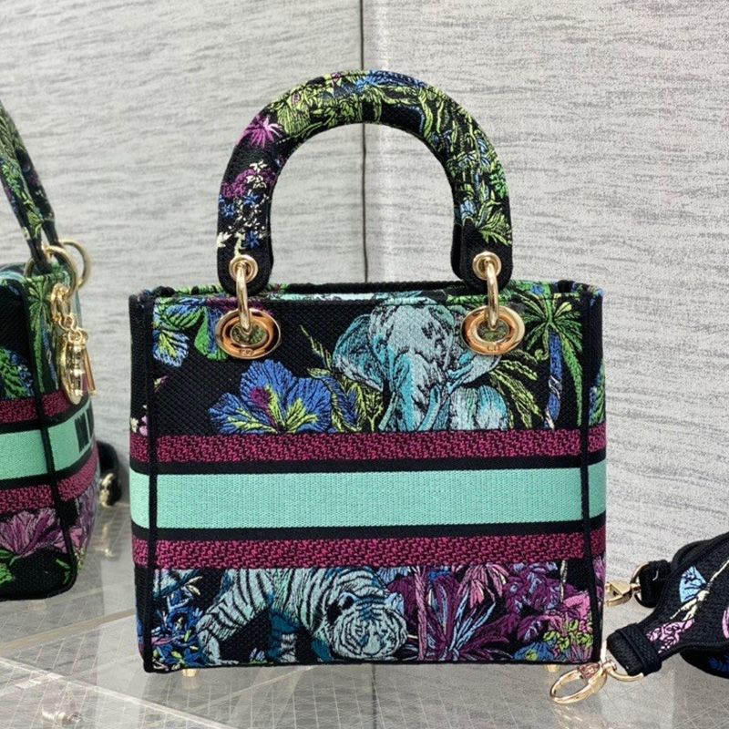 Medium Lady D-lite Bag In Toile de Jouy Voyage Motif Canvas Blue - Image 3