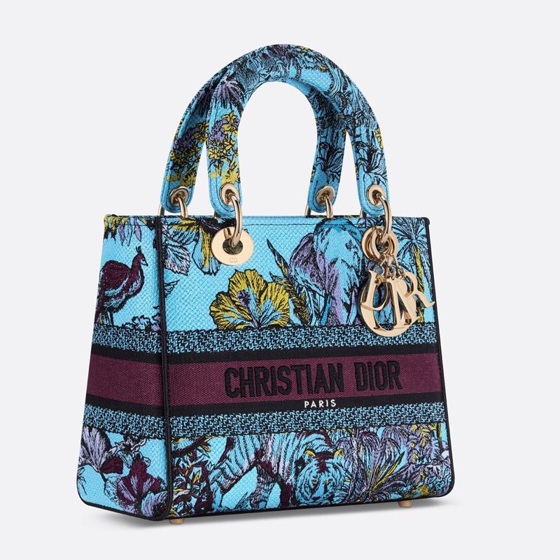 Medium Lady D-lite Bag In Toile de Jouy Voyage Motif Canvas Celestial Blue - Image 2