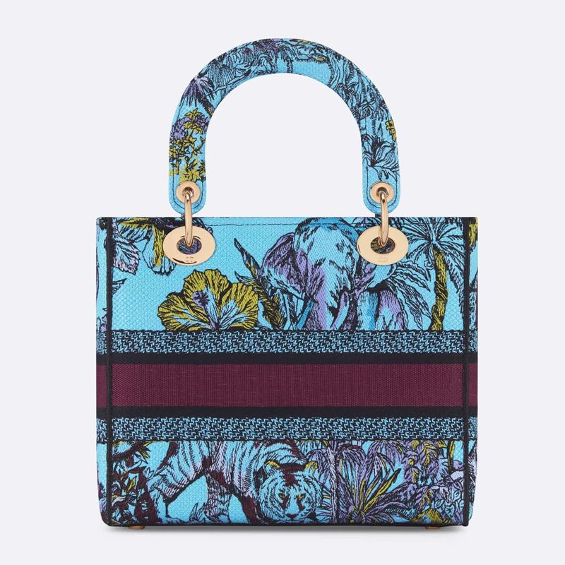 Medium Lady D-lite Bag In Toile de Jouy Voyage Motif Canvas Celestial Blue - Image 3