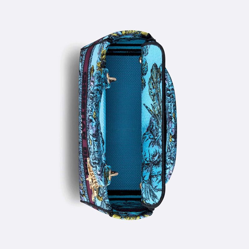 Medium Lady D-lite Bag In Toile de Jouy Voyage Motif Canvas Celestial Blue - Image 4