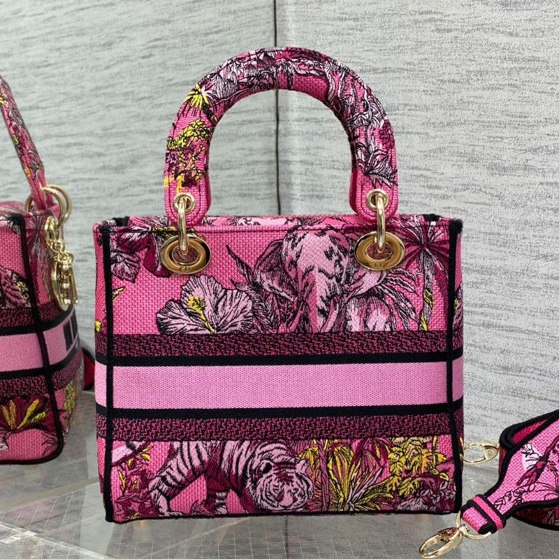 Medium Lady D-lite Bag In Toile de Jouy Voyage Motif Canvas Rose - Image 3