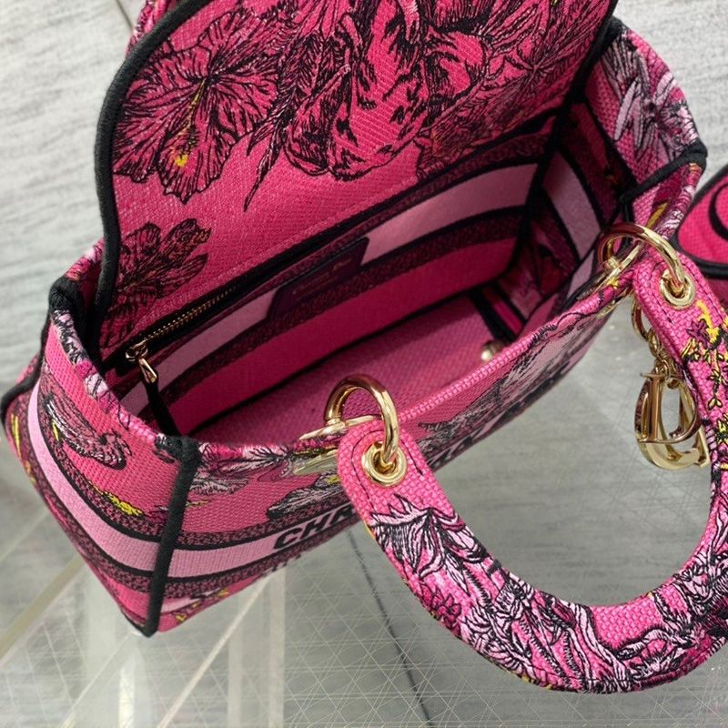 Medium Lady D-lite Bag In Toile de Jouy Voyage Motif Canvas Rose - Image 5