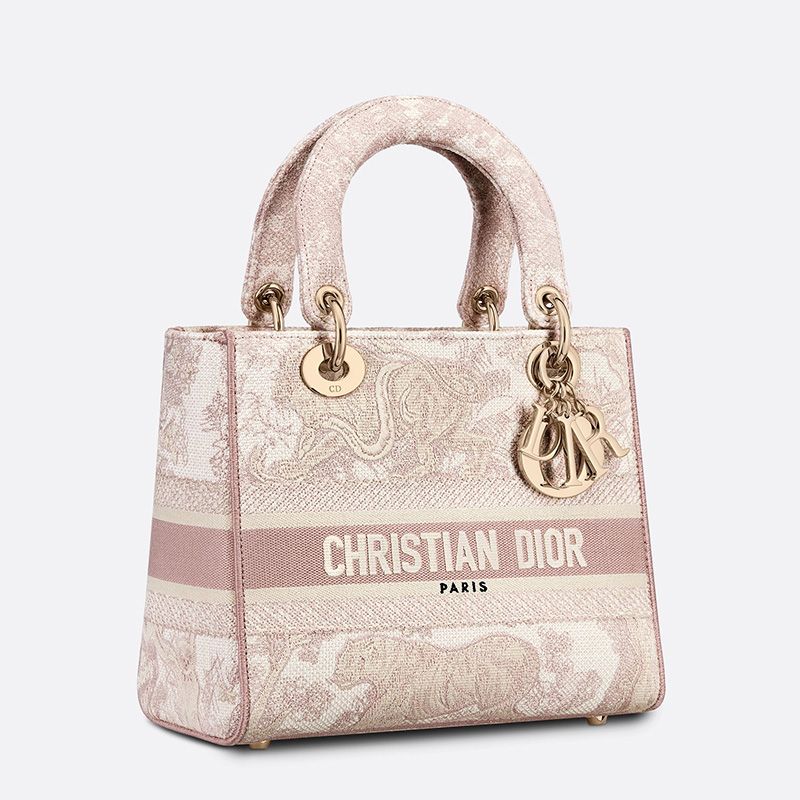 Medium Lady D-lite Bag In Toile de Jouy Motif Canvas Cherry - Image 2