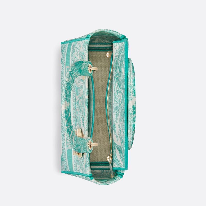 Medium Lady D-lite Bag In Toile de Jouy Motif Canvas Green - Image 4