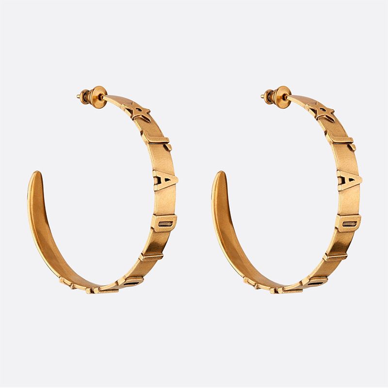 Large J'Adior Circle Earrings Antique Metal Gold
