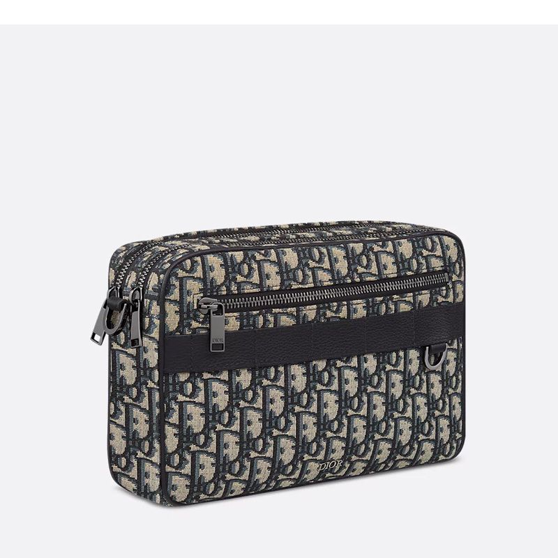 Maxi Dior Safari Bag with Strap In Oblique Motif Canvas Blue - Image 3