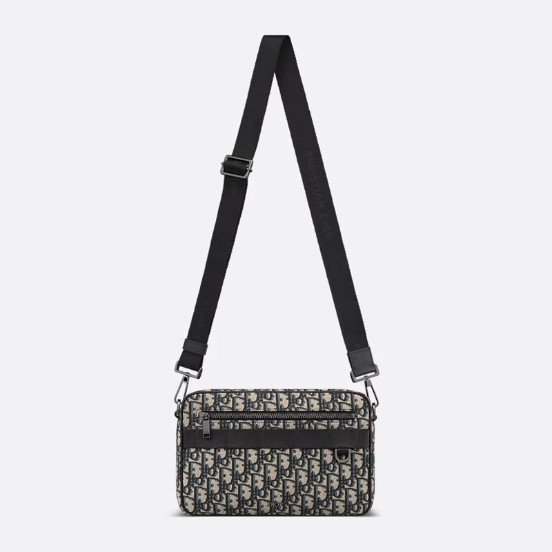 Maxi Dior Safari Bag with Strap In Oblique Motif Canvas Blue - Image 5