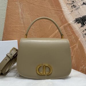 Medium Dior 30 Montaigne Avenue Top Handle Bag In Ribbed Calfskin Khaki