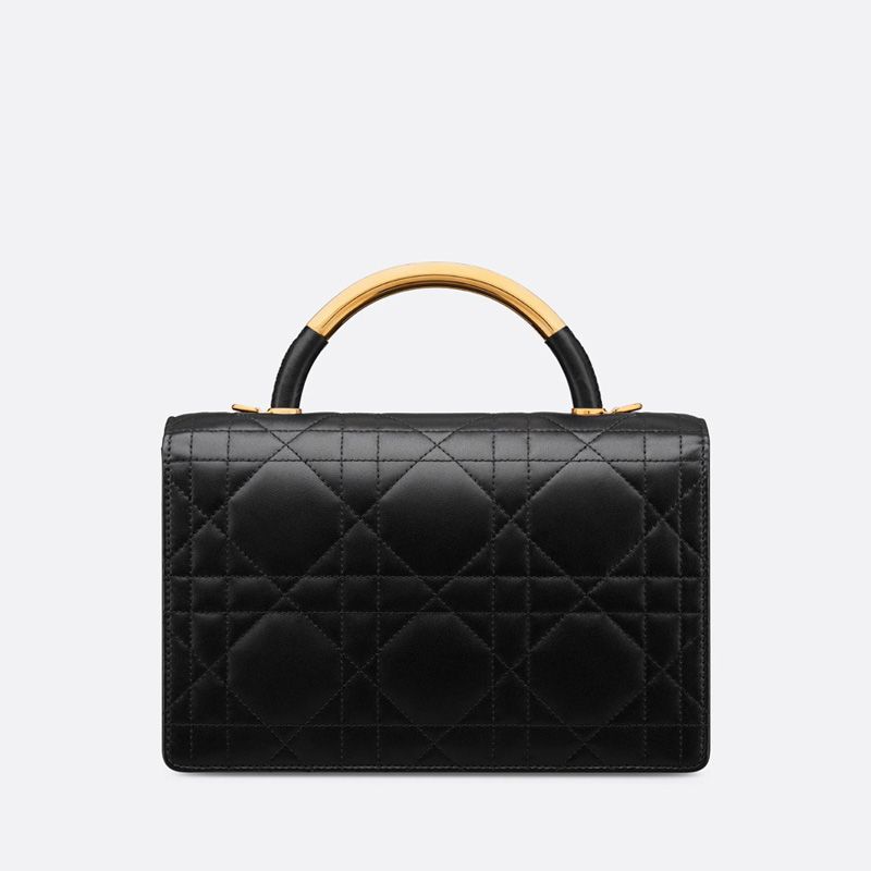 Medium Dior Ange Bag In Macrocannage Lambskin Black - Image 2