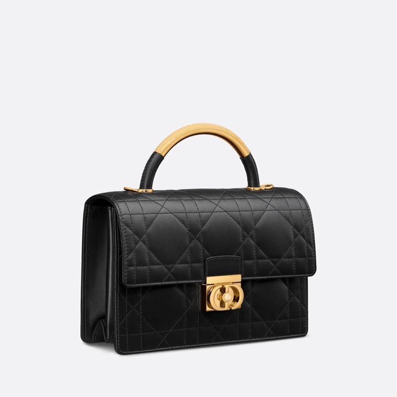 Medium Dior Ange Bag In Macrocannage Lambskin Black - Image 3