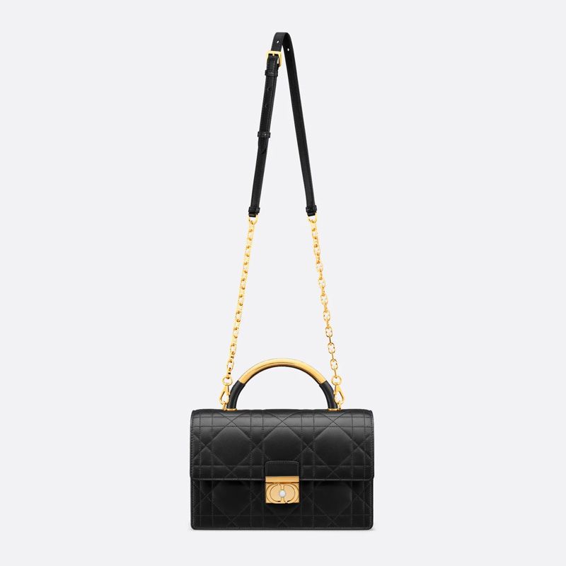 Medium Dior Ange Bag In Macrocannage Lambskin Black - Image 5