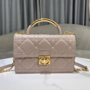 Medium Dior Ange Bag In Macrocannage Lambskin Pink