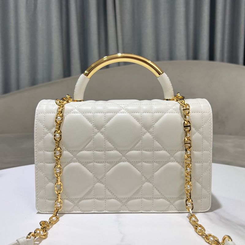 Medium Dior Ange Bag In Macrocannage Lambskin White - Image 2