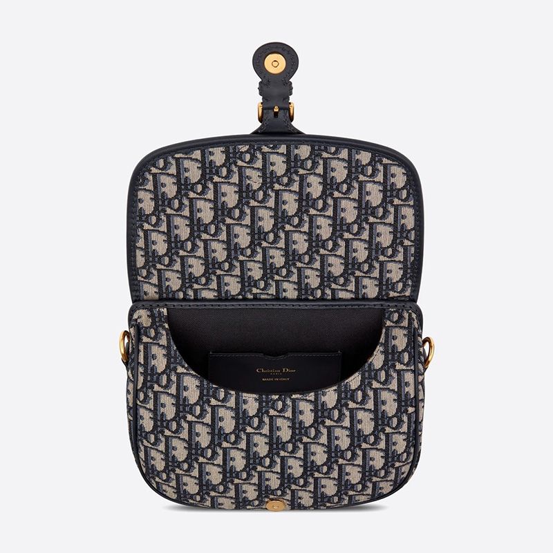 Medium Dior Bobby Bag In Oblique Motif Canvas Blue - Image 4