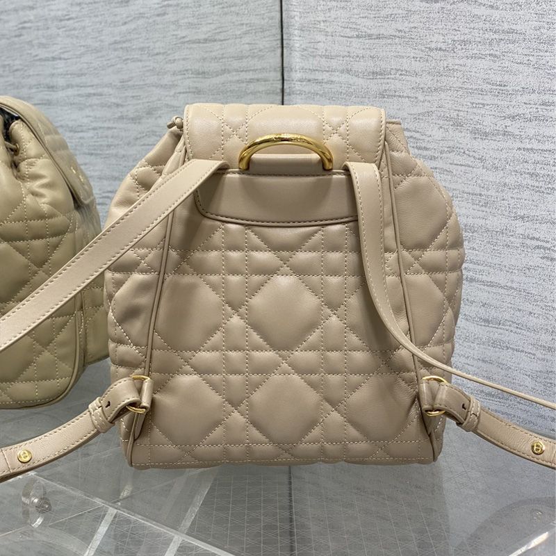 Medium Dior Caro Backpack In Macrocannage Lambskin Apricot - Image 2