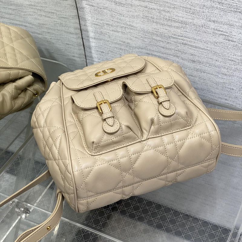 Medium Dior Caro Backpack In Macrocannage Lambskin Apricot - Image 4