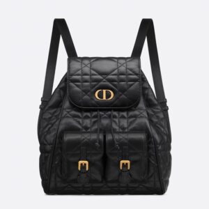 Medium Dior Caro Backpack In Macrocannage Lambskin Black