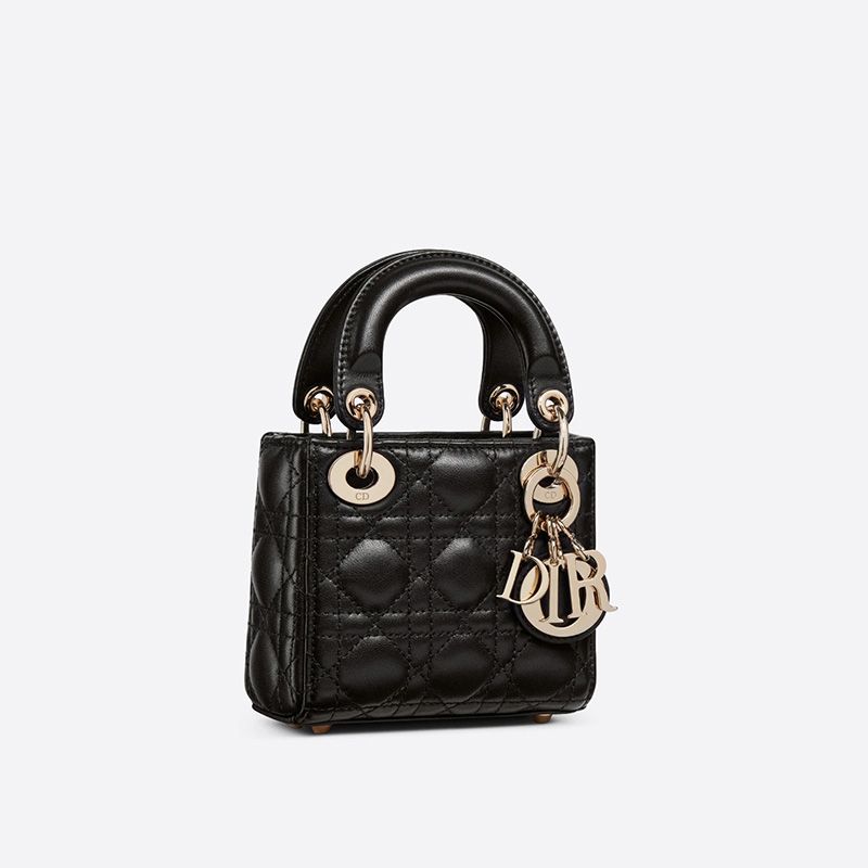 Micro Lady Dior Bag In Cannage Lambskin Black - Image 2
