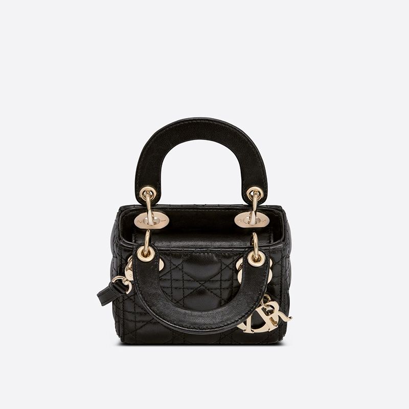 Micro Lady Dior Bag In Cannage Lambskin Black - Image 3