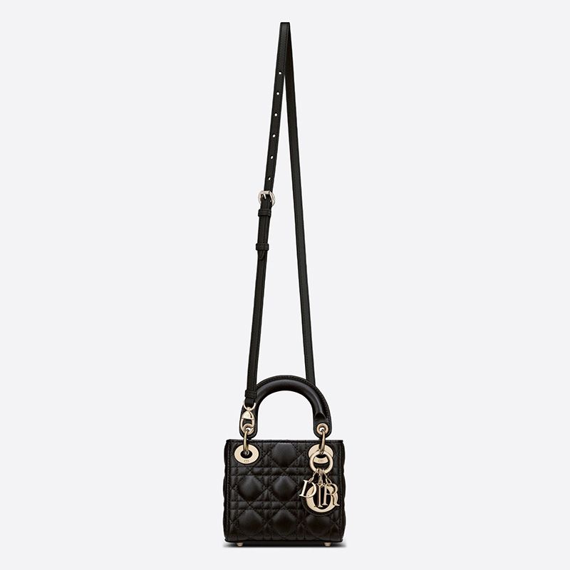 Micro Lady Dior Bag In Cannage Lambskin Black - Image 4