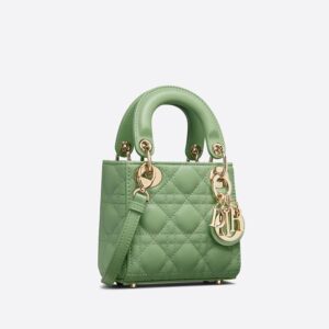 Micro Lady Dior Bag In Cannage Lambskin Green