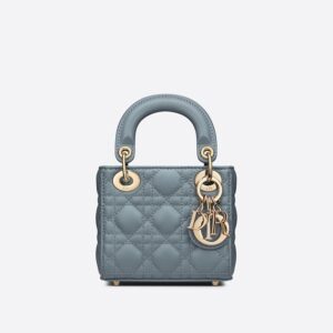 Micro Lady Dior Bag In Cannage Lambskin Sky Blue