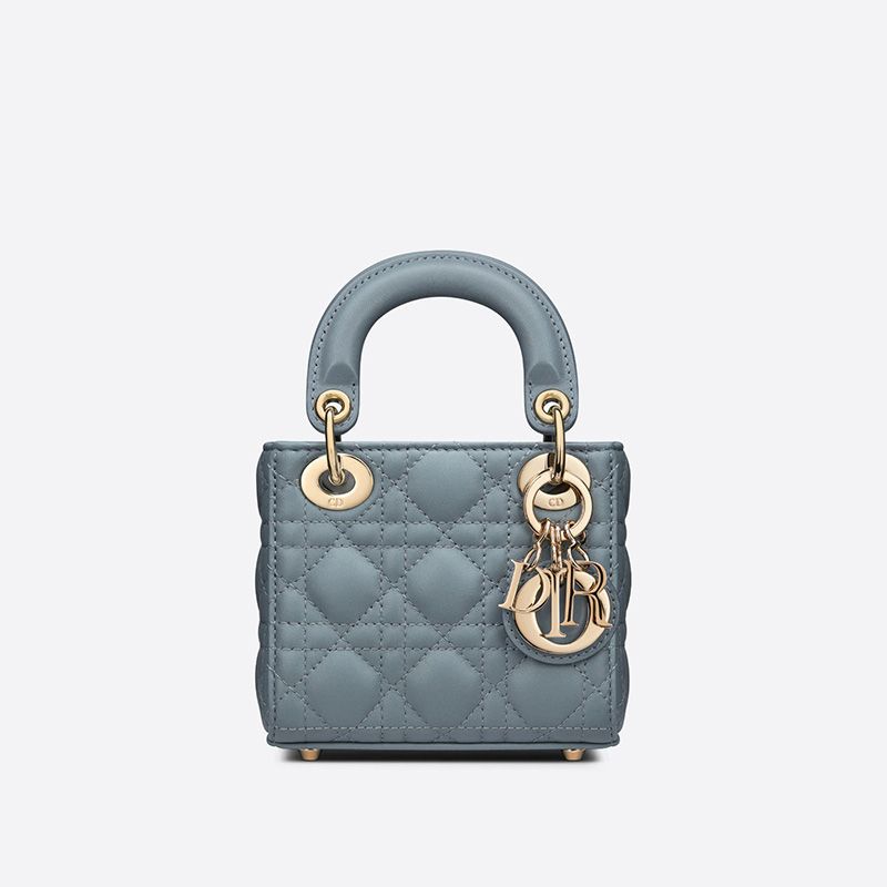 Micro Lady Dior Bag In Cannage Lambskin Sky Blue