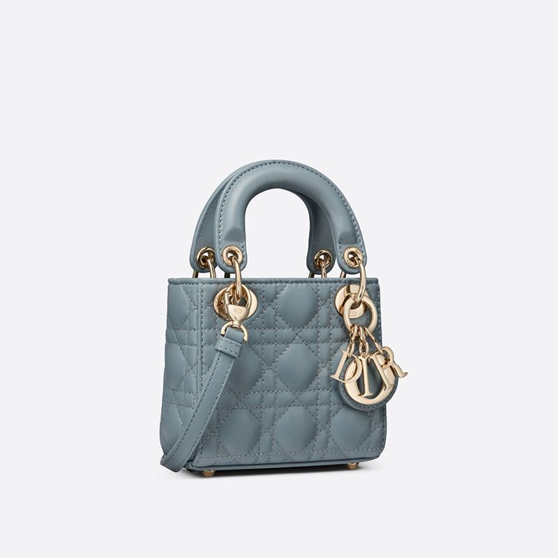 Micro Lady Dior Bag In Cannage Lambskin Sky Blue - Image 2