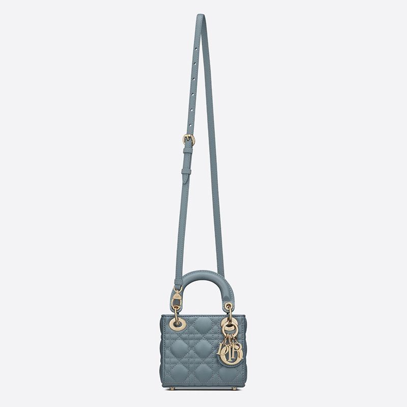 Micro Lady Dior Bag In Cannage Lambskin Sky Blue - Image 4