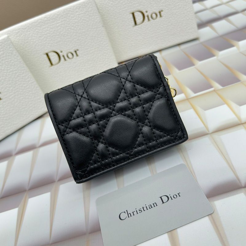 Mini Lady Dior Flap Card Holder Cannage Lambskin Black - Image 2