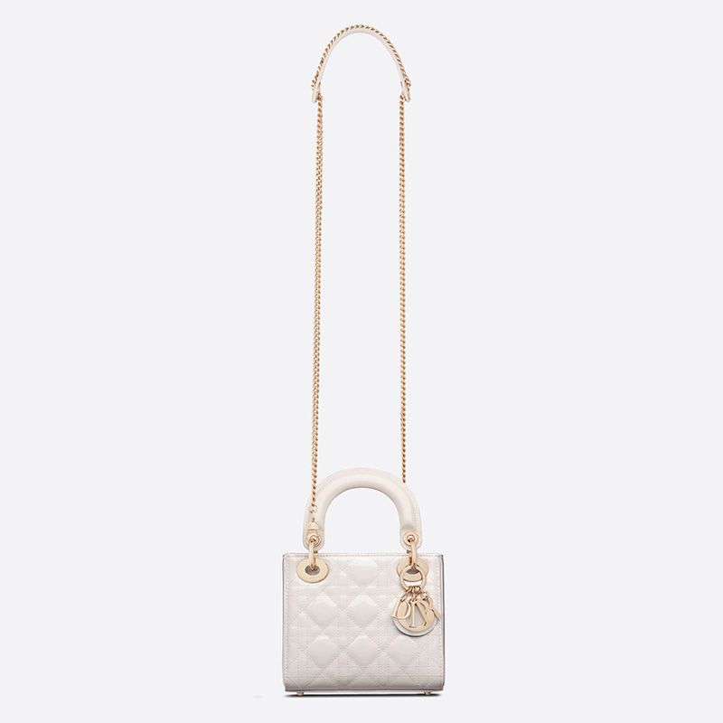 Mini Lady Dior Bag In Patent Cannage Calfskin White - Image 4
