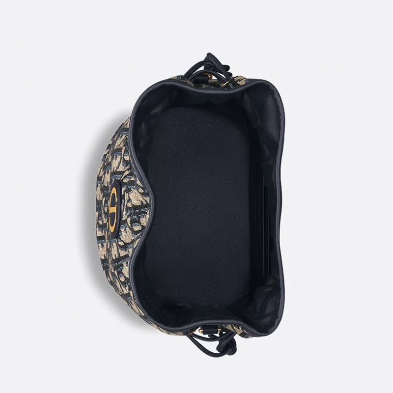 Mini Dior 30 Montaigne Bucket Bag In Oblique Motif Canvas Blue - Image 4