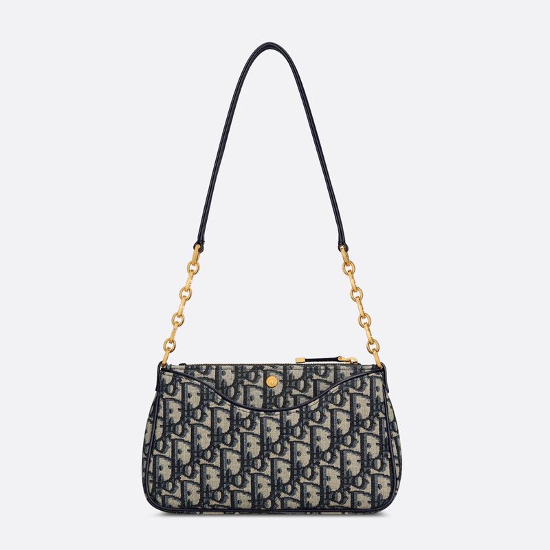 Mini Dior 30 Montaigne Hobo Avenue Bag Oblique Motif Canvas Blue - Image 5