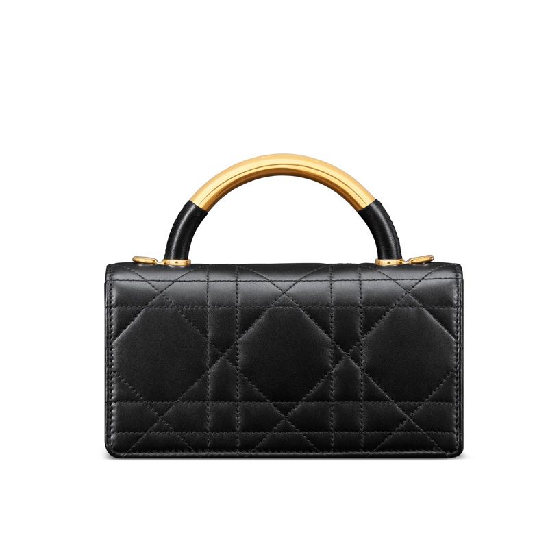 Mini Dior Ange Bag In Macrocannage Lambskin Black - Image 2