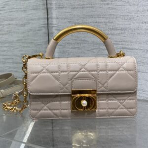 Mini Dior Ange Bag In Macrocannage Lambskin Pink