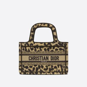 Mini Dior Book Tote In Mizza Motif Canvas Beige