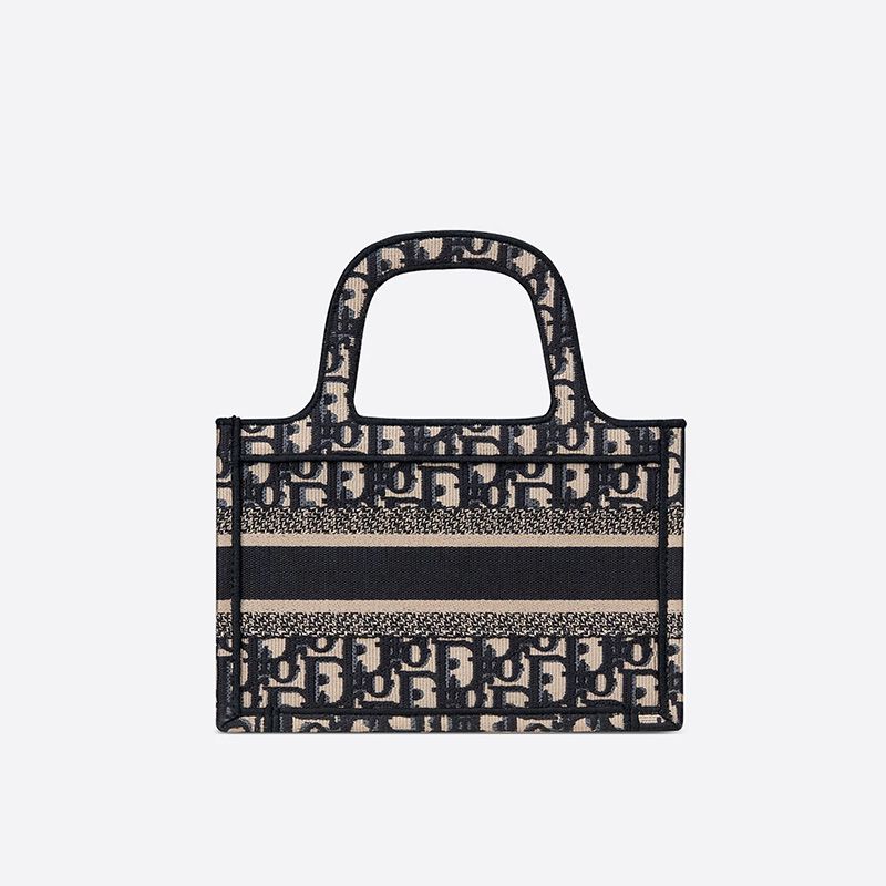 Mini Dior Book Tote In Oblique Motif Canvas Blue - Image 3