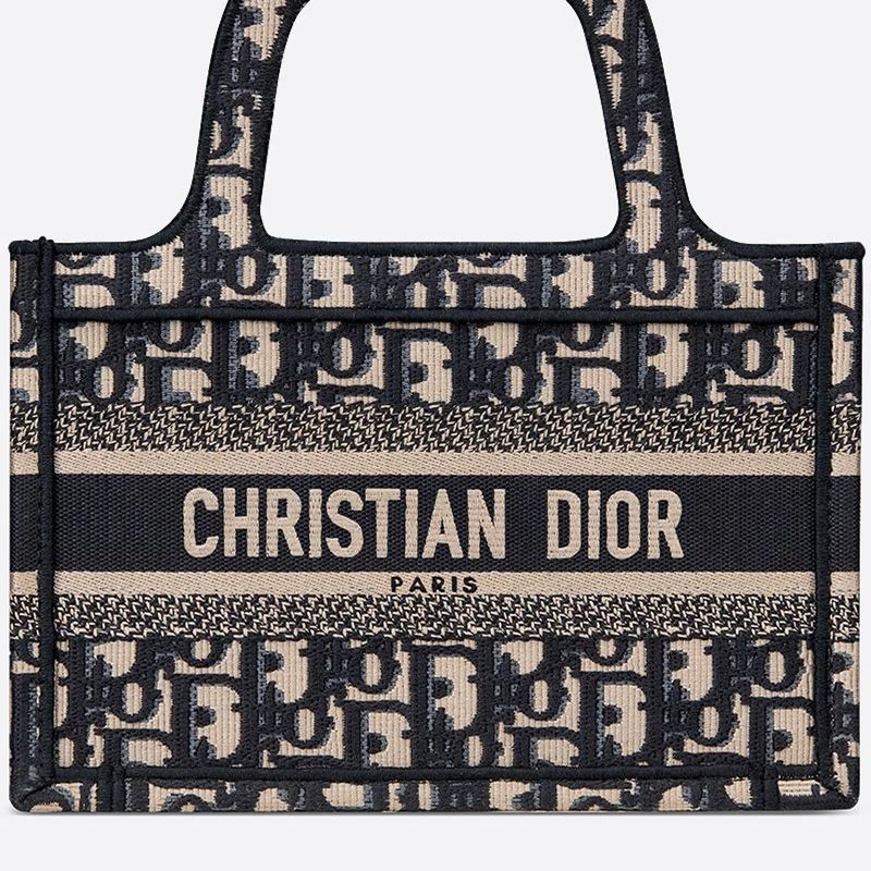 Mini Dior Book Tote In Oblique Motif Canvas Blue - Image 4