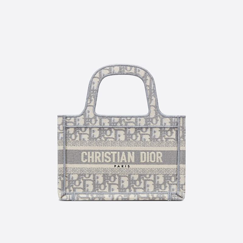 Mini Dior Book Tote In Oblique Motif Canvas Grey