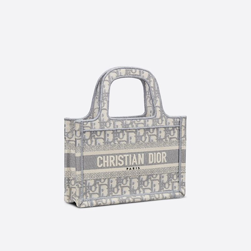 Mini Dior Book Tote In Oblique Motif Canvas Grey - Image 2