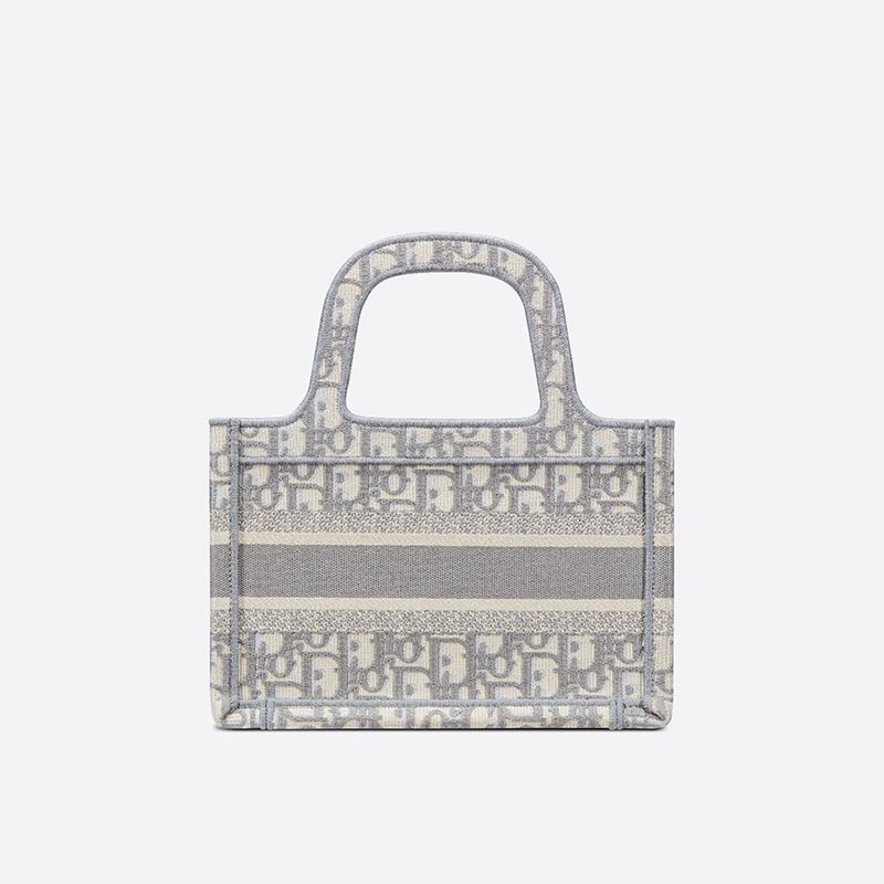Mini Dior Book Tote In Oblique Motif Canvas Grey - Image 3