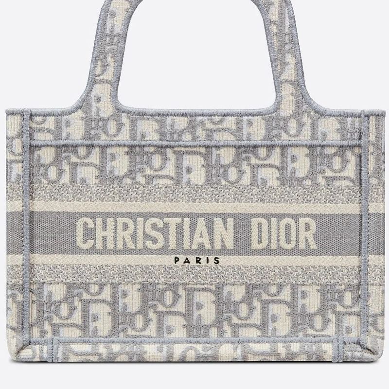 Mini Dior Book Tote In Oblique Motif Canvas Grey - Image 4