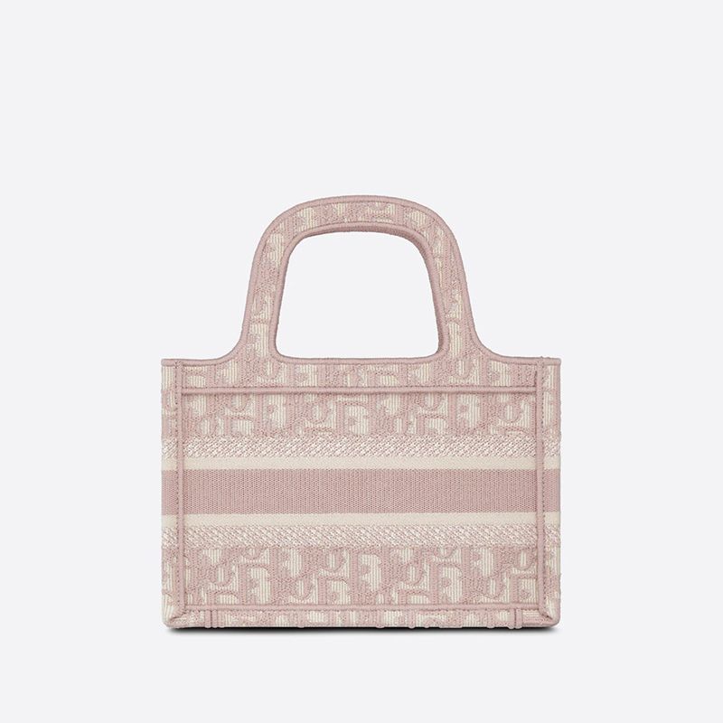 Mini Dior Book Tote In Oblique Motif Canvas Pink - Image 3
