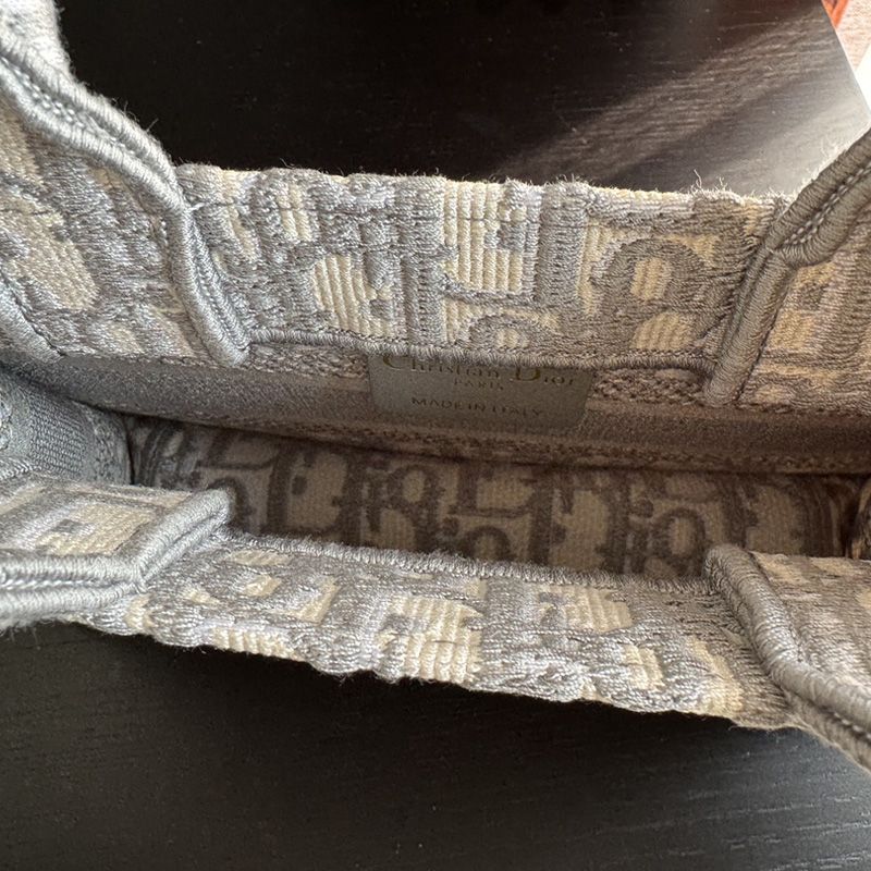 Mini Dior Book Tote with Strap In Oblique Motif Canvas Grey - Image 5