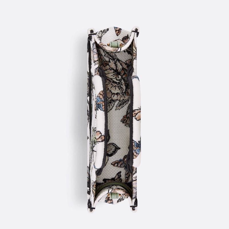 Mini Dior Book Tote with Strap In Toile de Jouy Mexico Motif Canvas White/Green - Image 4
