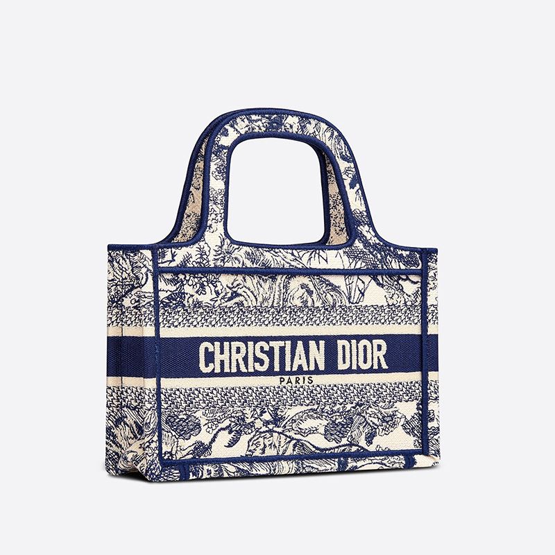 Mini Dior Book Tote In Toile De Jouy Motif Canvas Blue - Image 2