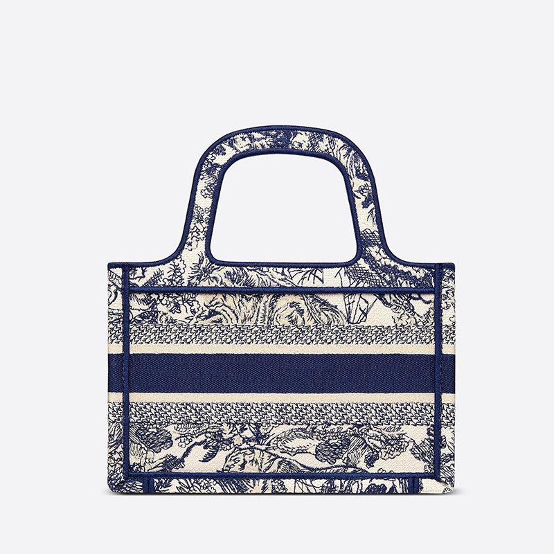Mini Dior Book Tote In Toile De Jouy Motif Canvas Blue - Image 3
